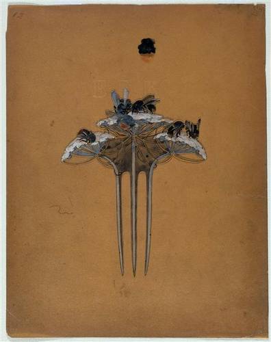 Dessin préparatoire d'un bijou par Lalique