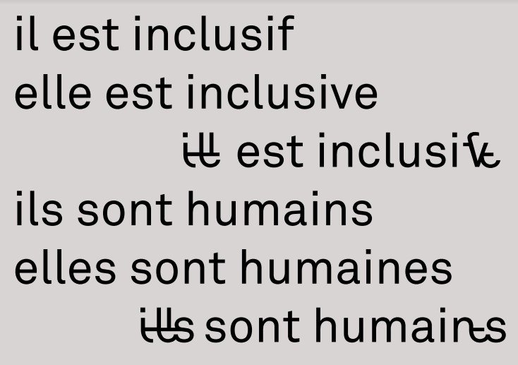 quelques mots comportant des signes ni masculins ni féminins. 