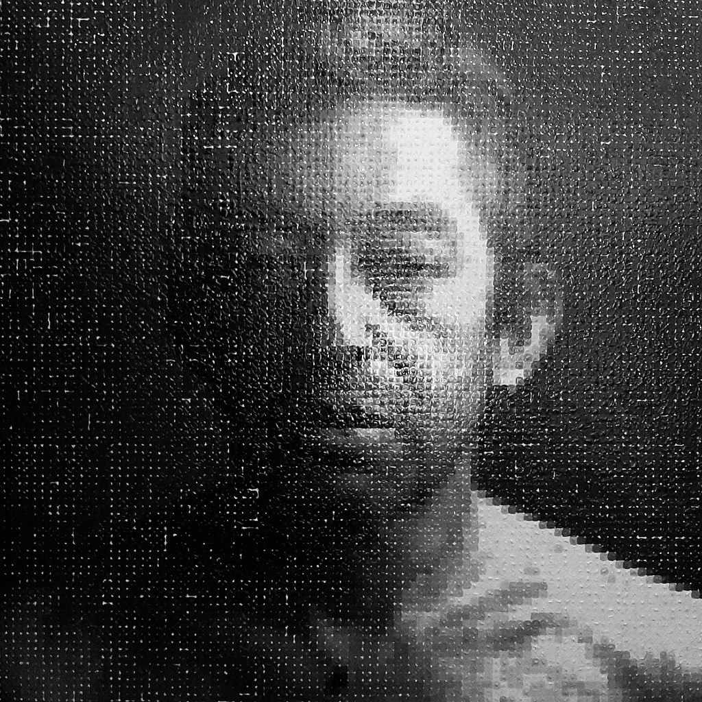 Portrait de Serge Gainsbourg en noir et blanc, par estampage