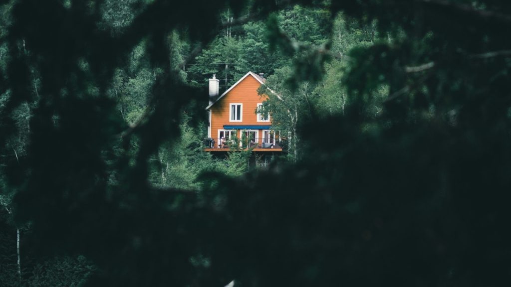 Une maison isolée dans une forêt