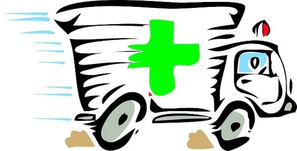 dessin d'une ambulance (urgences, soins premiers recours)