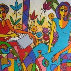 représentation du tableau d'Issami Mohammed : Femmes (artiste contemporain)