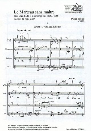 Le marteau sans maître : pour voix d'alto et 6 instruments