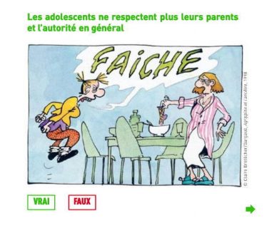 couverture du quiz, illustrée par une cas de Bretécher : une ado hurle "fraîche"