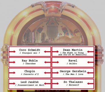 jukebox avec titres de musiques cités dans les romans d'Echenoz