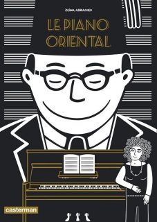 couverture du Piano oriental, autoportrait au piano et homme avec tarbouche en fond